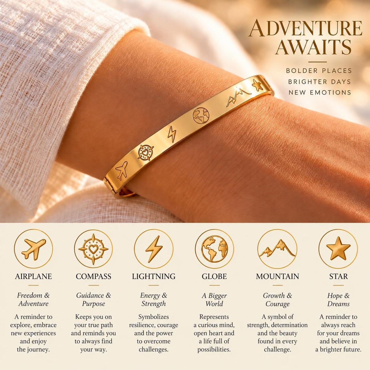 Adventure Awaits gold